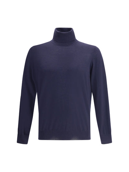 Brunello Cucinelli Wool turtleneck Sweater - Navy+Grigio Dark