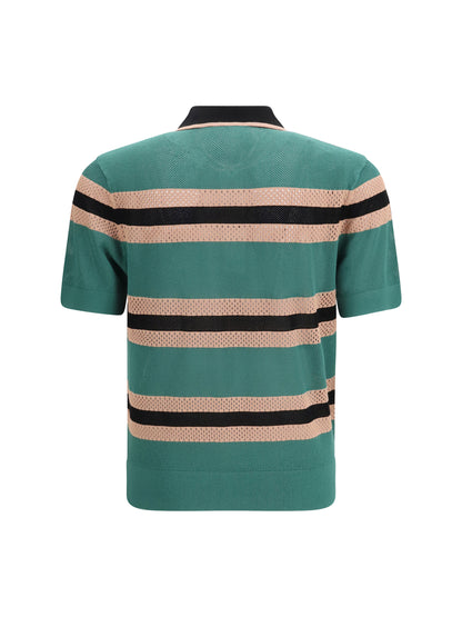 Dries Van Noten Striped Polo Shirt - Pine