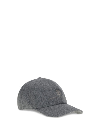 Brunello Cucinelli Logo Baseball Hat - Grey Medio+Brown