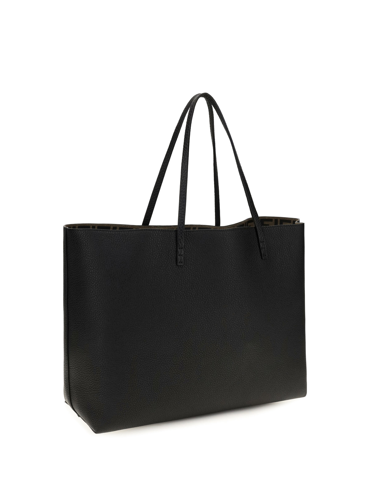 Fendi Medium Roll Roman leather Shopping Bag - Nero+Moro