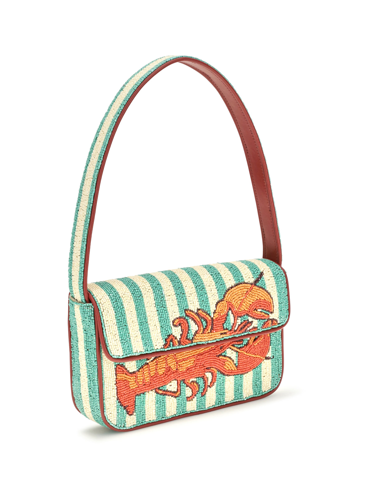 Staud Tommy Beaded Shoulder Bag - Summer Lobster