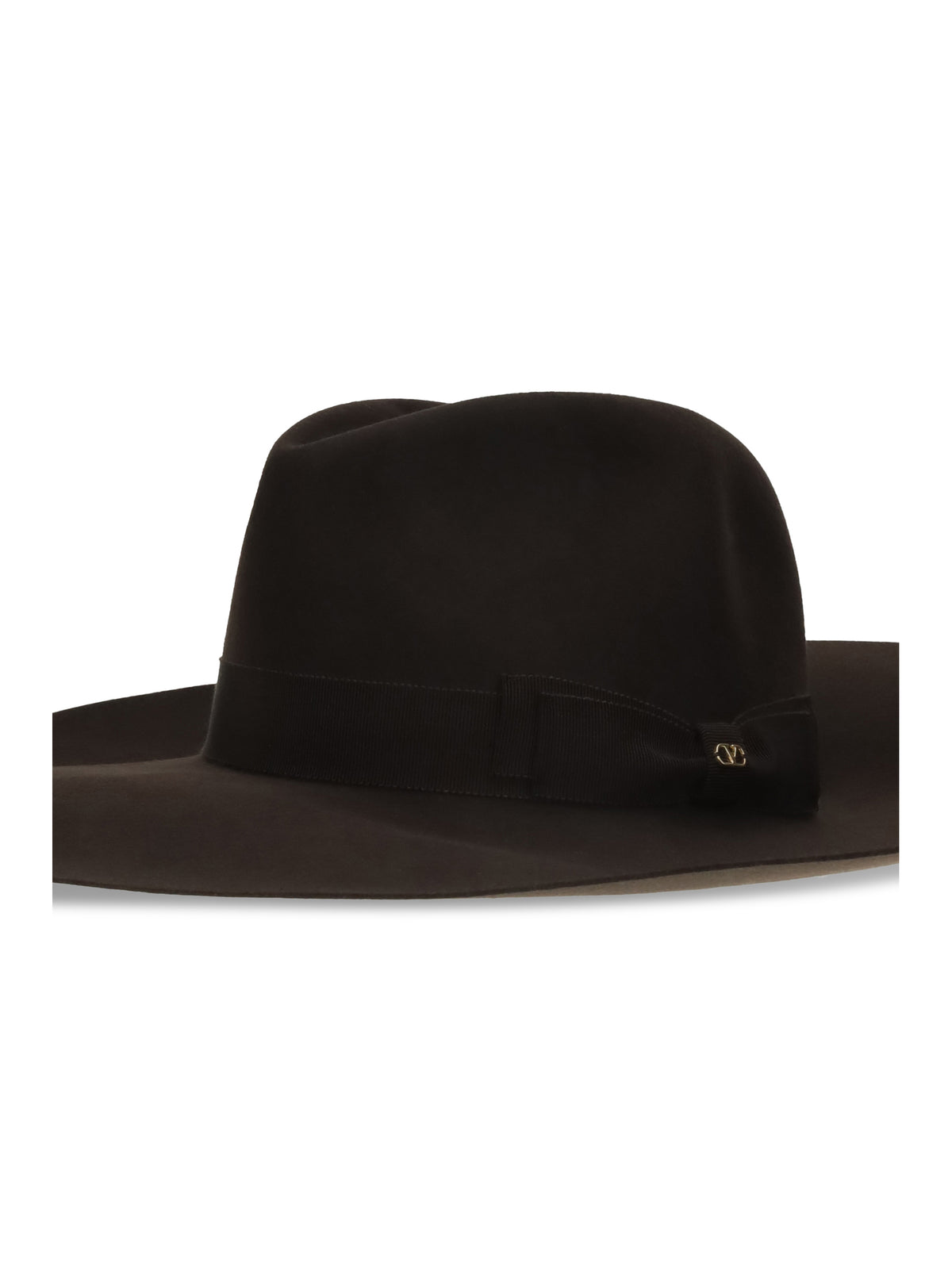 Valentino Large Fedora Hat - Dark Brown/Antique Light Gold