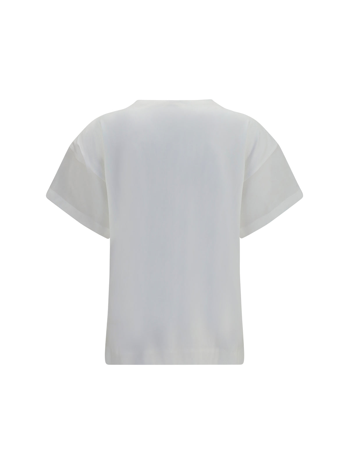 Brunello Cucinelli Cotton T-shirt with sheer sleeves and side panels - White