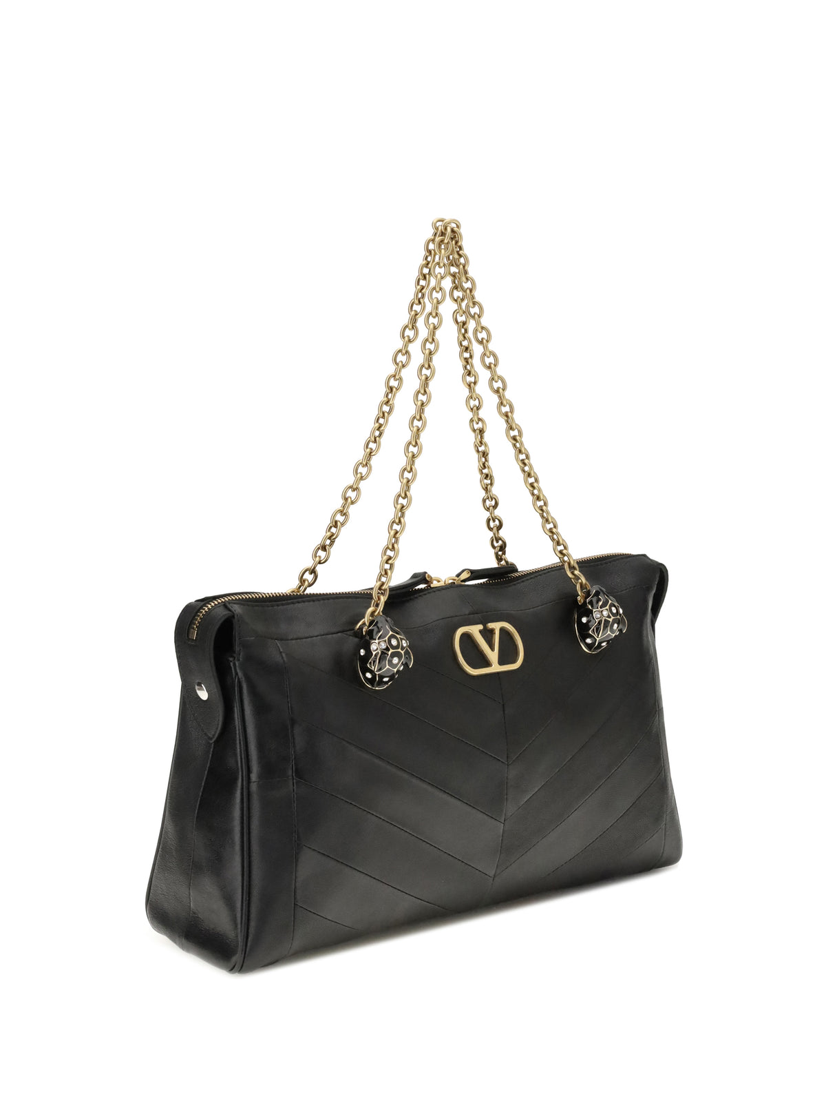 Valentino Garavani Panthea Chevron medium Shoulder Bag r - Black