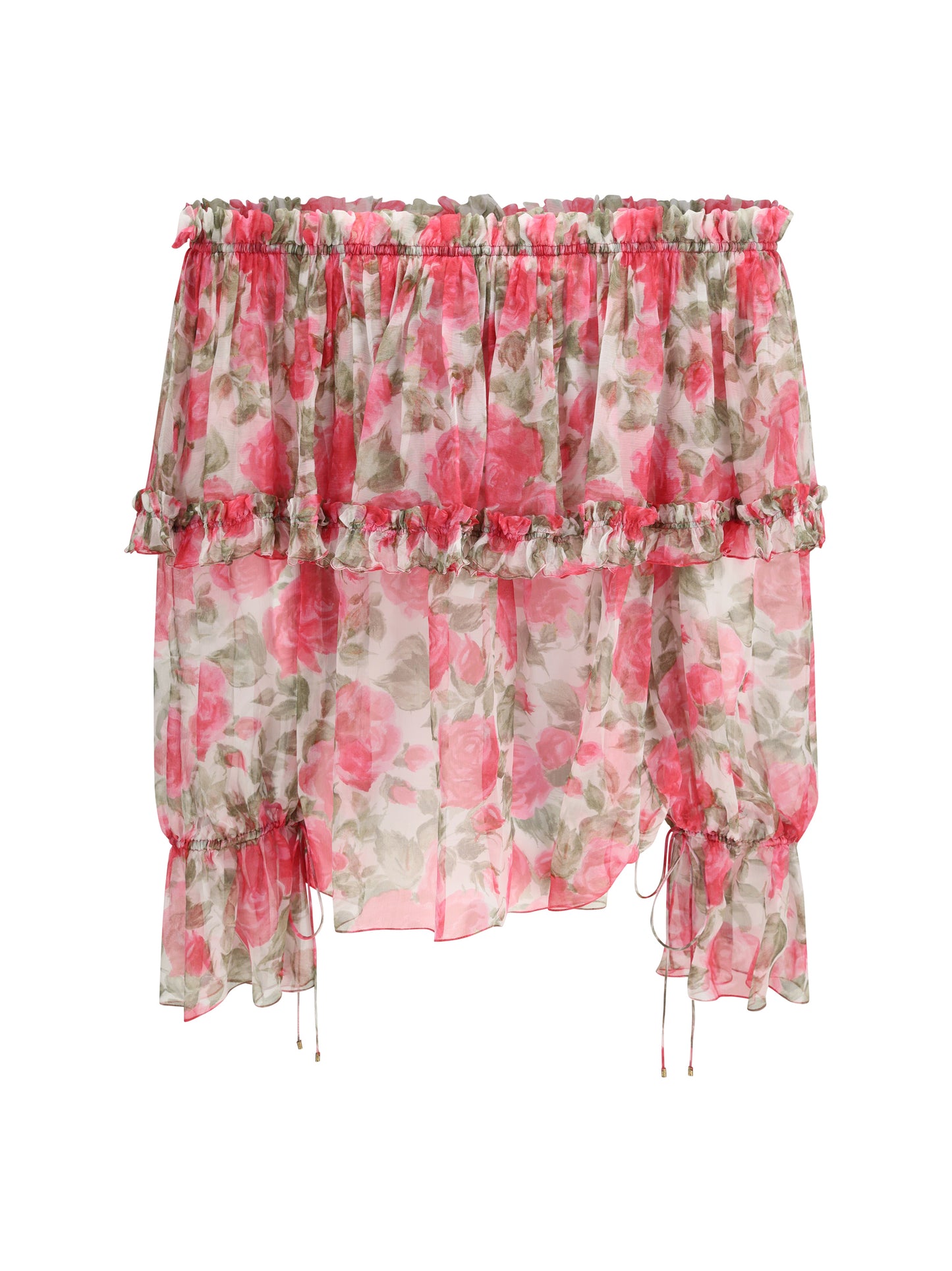 CHLOÉ Off-shoulder floral print silk Top