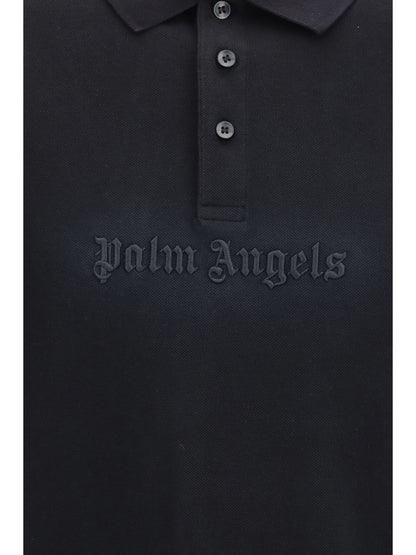 Palm Angels Cotton Polo with embroidered logo - Black-Grey