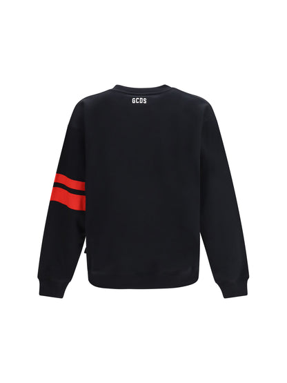 GCDS Crewneck Sweatshirt with Band Logo - Black/Red