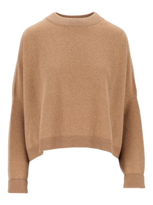Dusan Cropped Crew Neck Sweater - Beige