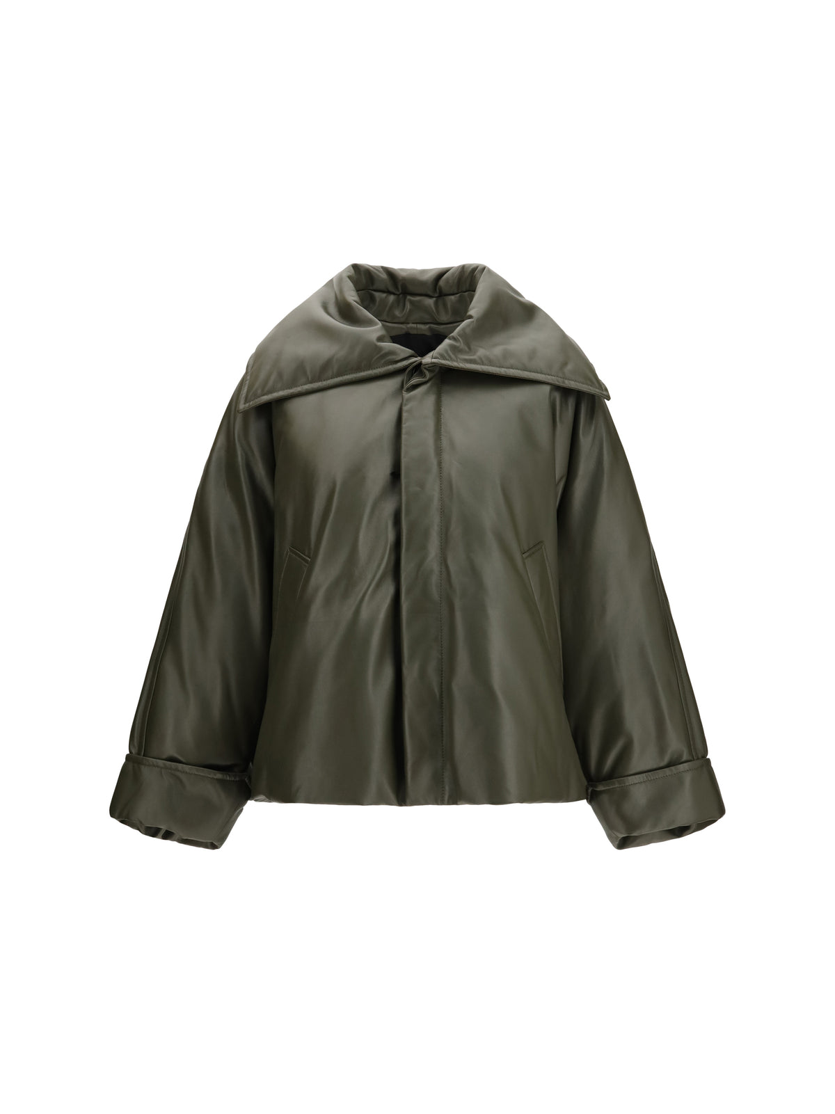 Bottega Veneta Glossy leather padded Jacket - Pine Forest