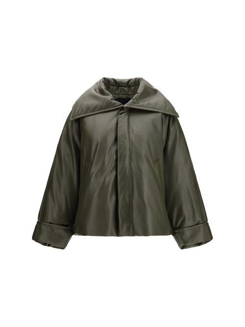 Bottega Veneta Glossy leather padded Jacket - Pine Forest