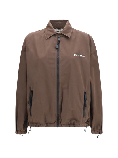 Miu Miu Gabardine Jacket with zip - Ebony