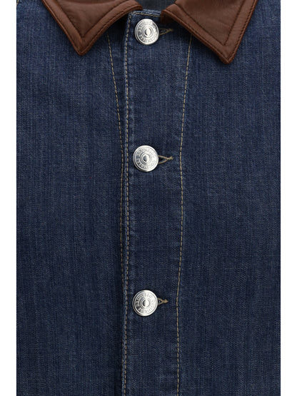 BRUNELLO CUCINELLI Denim Jacket with leather collar