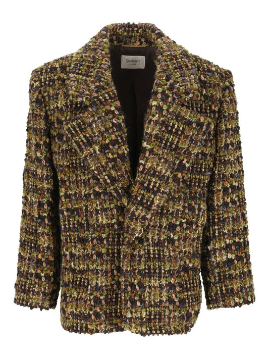 Saint Laurent Tweed Blazer - Green