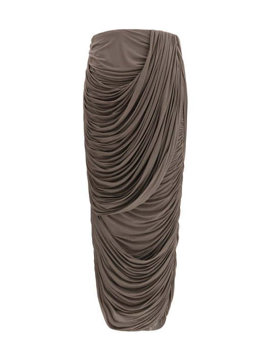 Magda Butrym Draped silk midi Skirt - Brown