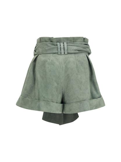 BALMAIN High-waisted Shorts in suede