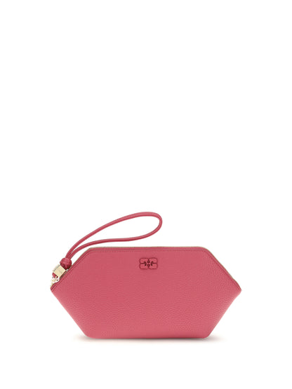 Ganni Grained leather Bou Pouch - Persian Red