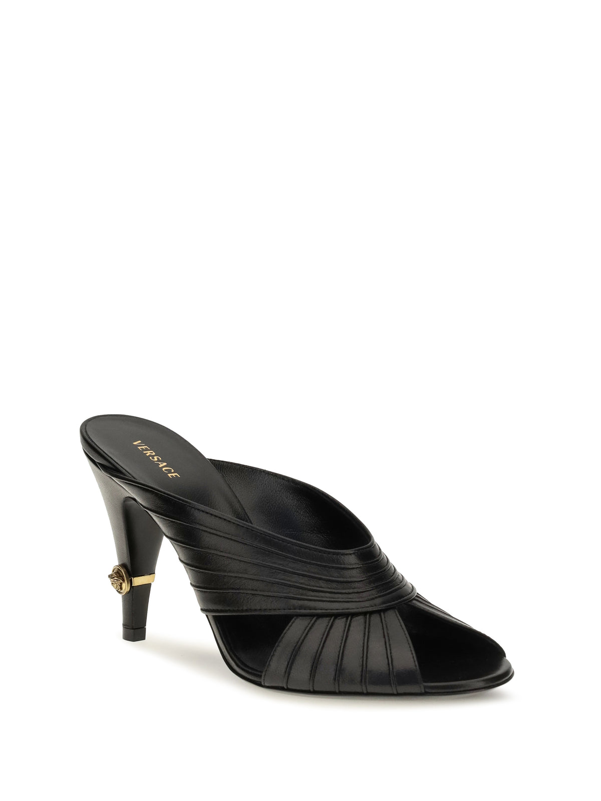 Versace Gianni nappa leather Mules - Black/Gold
