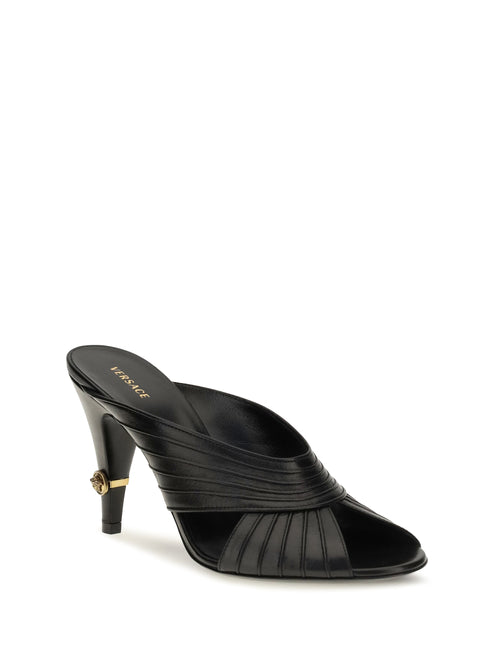 Versace Gianni nappa leather Mules - Black/Gold