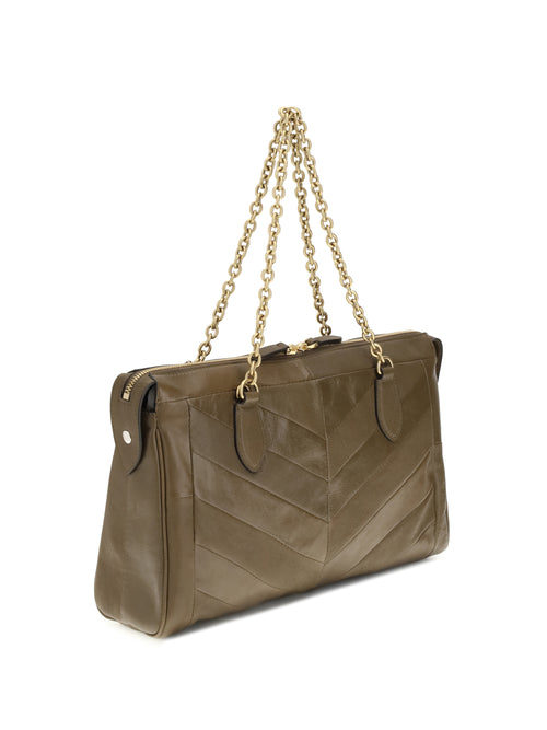 Valentino Medium Panthea Chevron Patchwork Shoulder Bag - Tundra