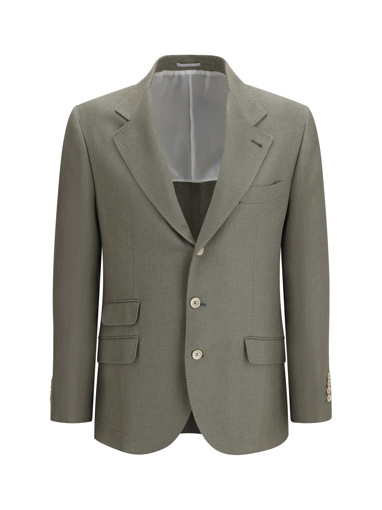 BRUNELLO CUCINELLI Single-breasted silk and linen Jacket