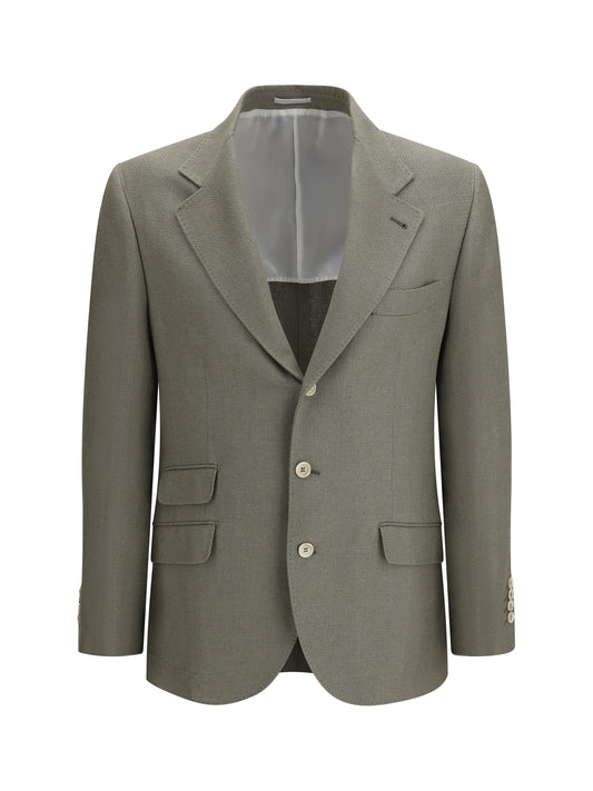 BRUNELLO CUCINELLI Single-breasted silk and linen Jacket