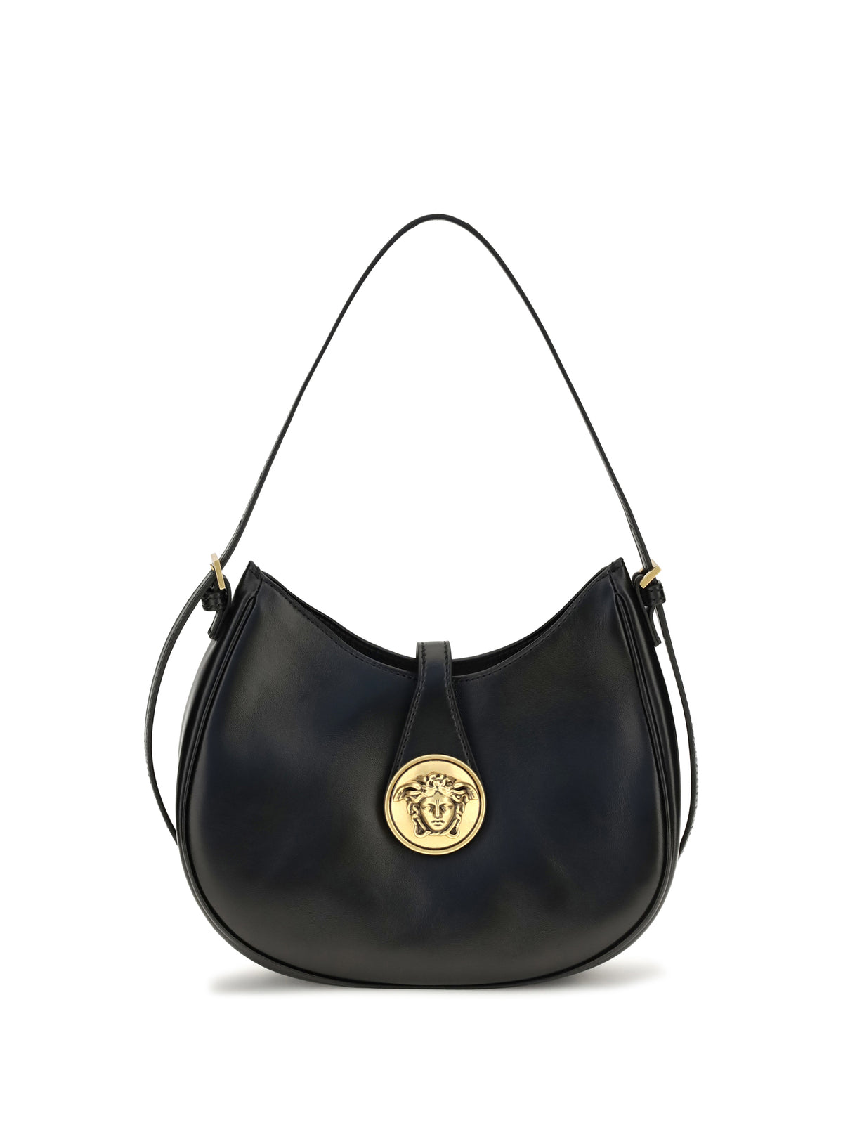 Versace Small Emblème Hobo lambskin Shoulder Bag - Black/Gold