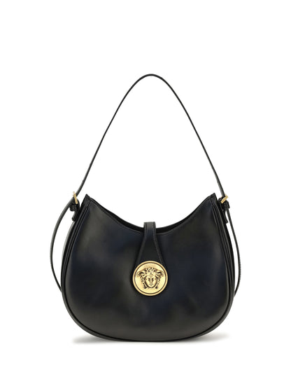 Versace Small Emblème Hobo lambskin Shoulder Bag - Black/Gold
