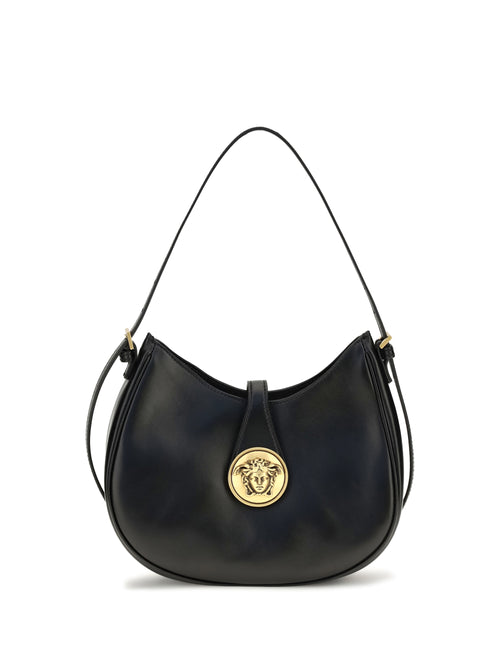 Versace Small Emblème Hobo lambskin Shoulder Bag - Black/Gold