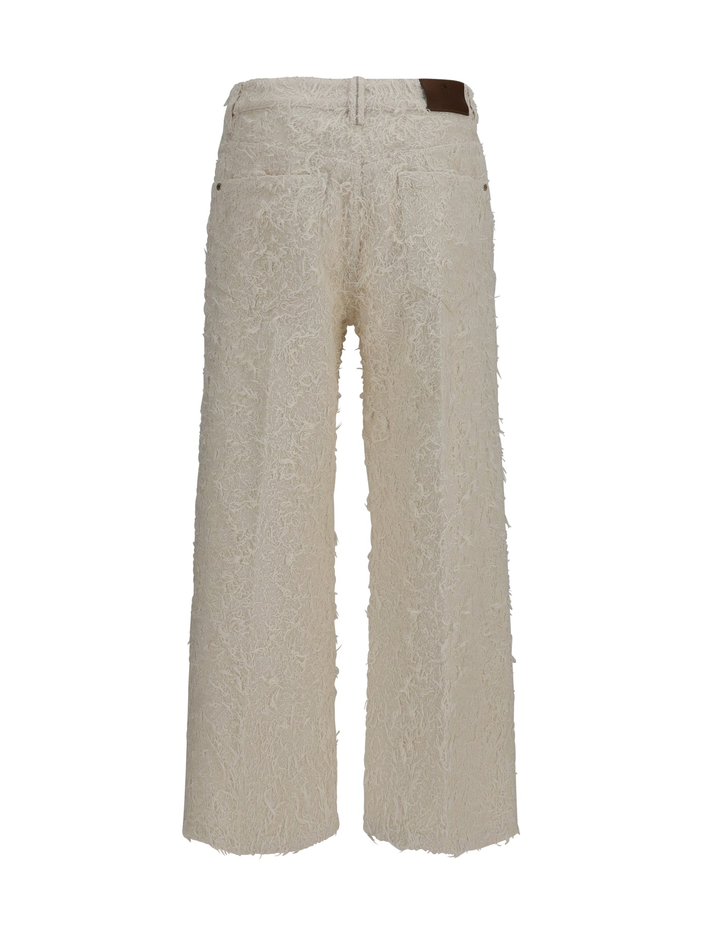 BRUNELLO CUCINELLI Square-leg dyed furry Pants with monili