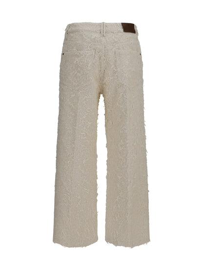 BRUNELLO CUCINELLI Square-leg dyed furry Pants with monili