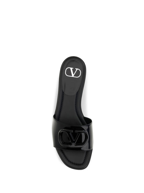 Valentino Garavani VLogo patent leather Slide Sandals - Black