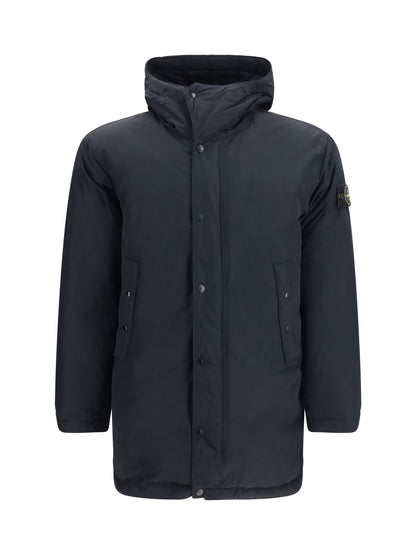 Stone Island Long Down Jacket - Black