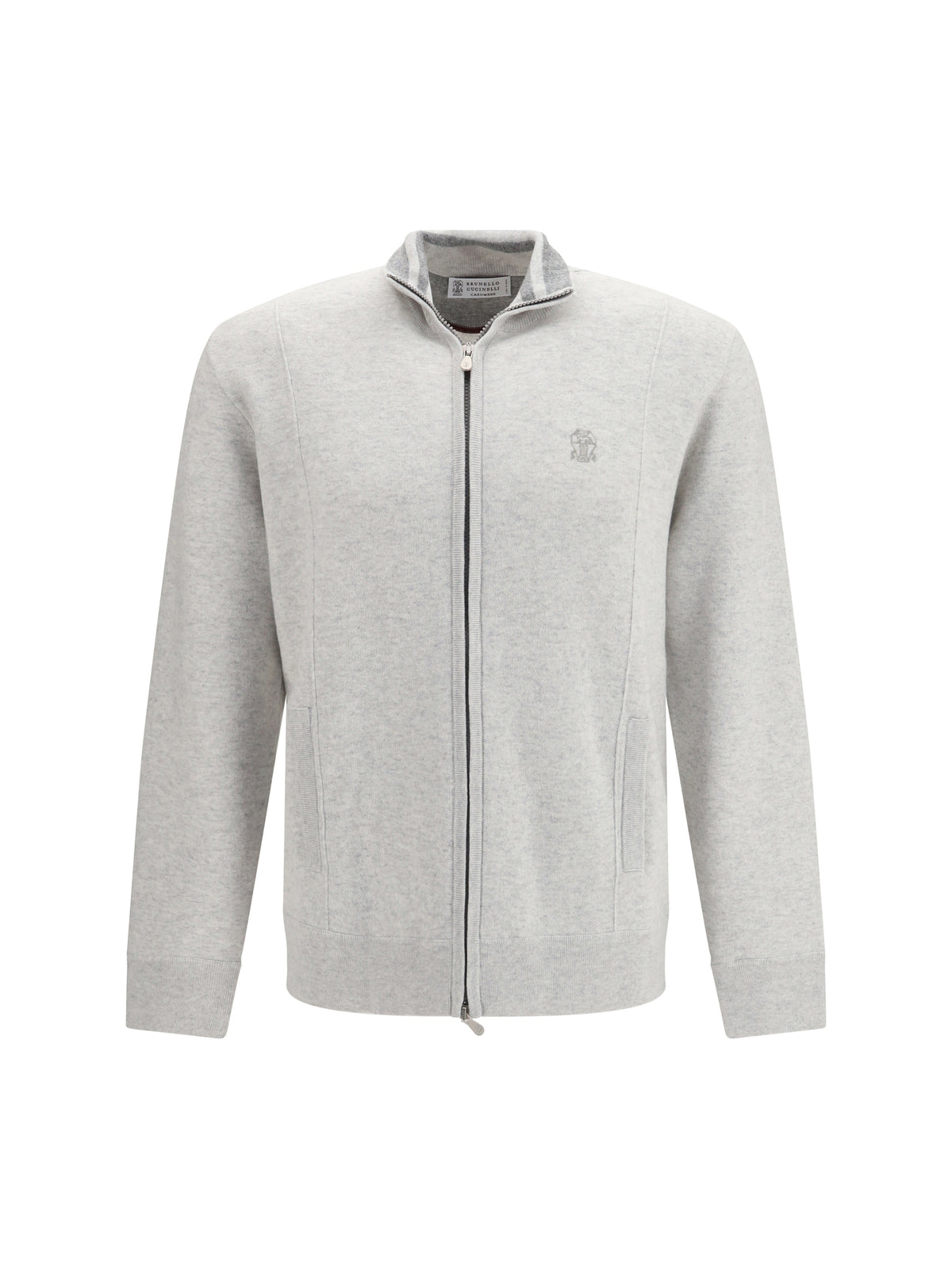 Brunello Cucinelli Double cashmere Cardigan with zip and logo - 2719+073