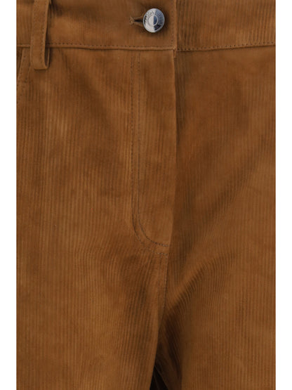 Magda Butrym Straight-leg corduroy-effect leather Pants - Brown