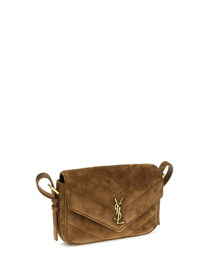 Saint Laurent Small LouLou matelassé suede Shoulder Bag - Orange Caramel Cogn