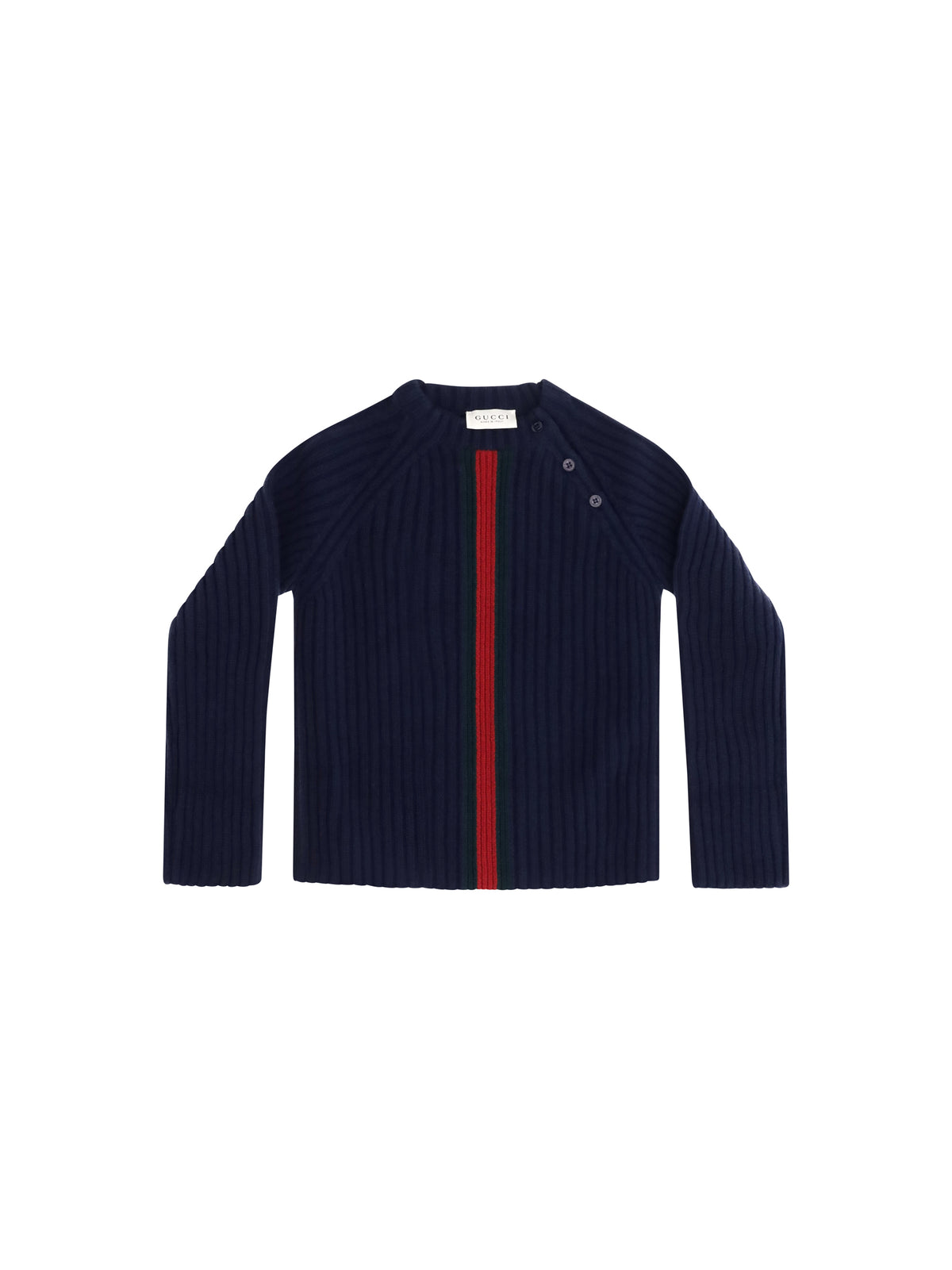 Gucci Web stripe wool Sweater for Boy - Abyss Blue/Green/Red