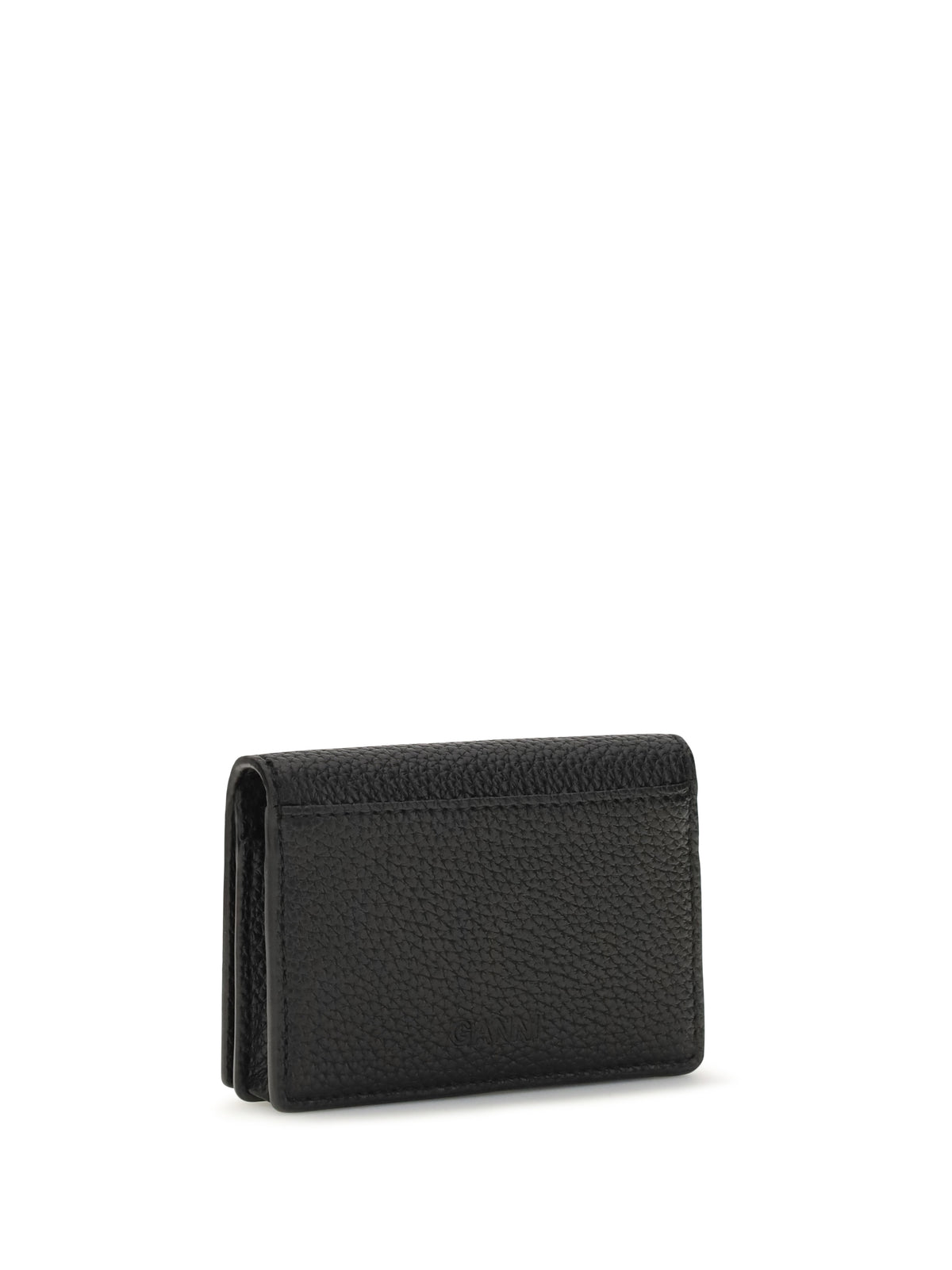 Ganni Ganni Bou Card Holder With Flap Grained - Black