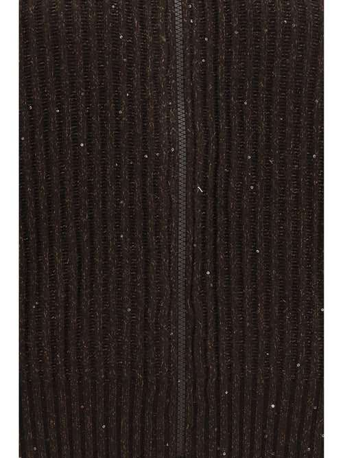 Brunello Cucinelli Ribbed zip Sweater - Coffee