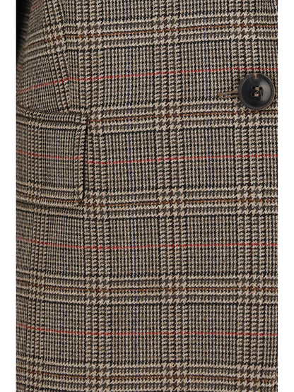 Max Mara Studio Checked pattern wool Blazer - Black/Natural