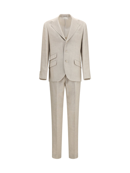 BRUNELLO CUCINELLI Hopsack Suit in silk, linen, and wool