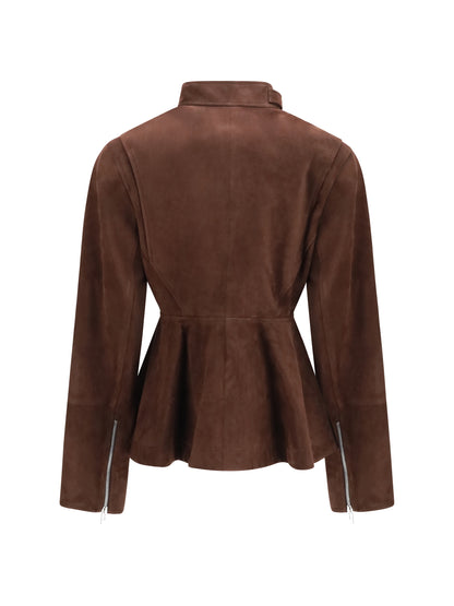 AlaïA Peplum Jacket in suede goatskin - Chocolat