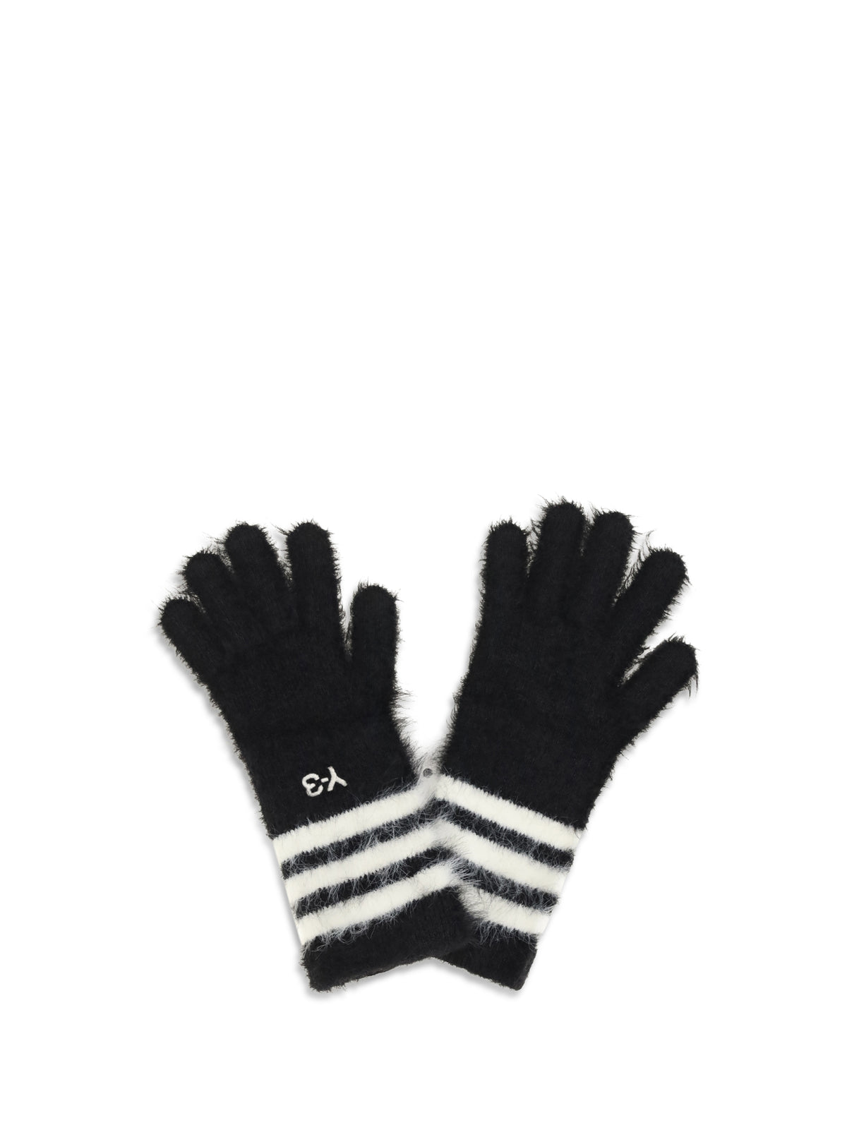 Y-3 Stripes knit Gloves - Black