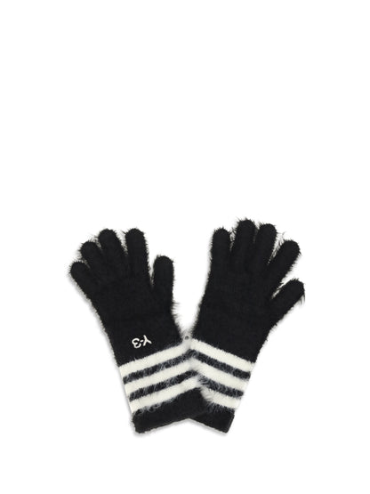 Y-3 Stripes knit Gloves - Black