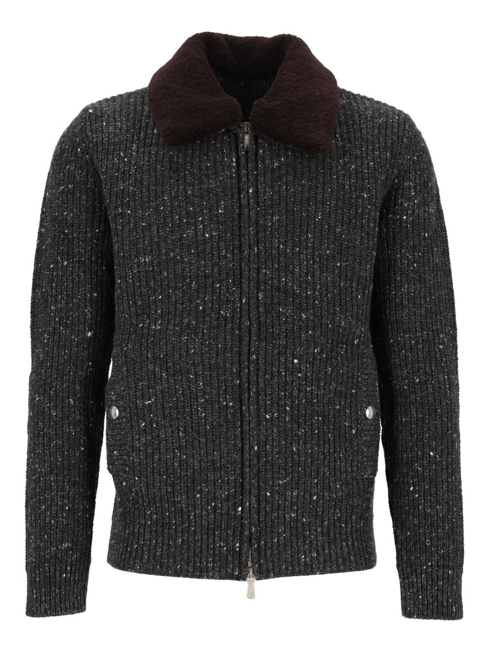 Eleventy Wool And Cashmere Knit Jacket - Grey