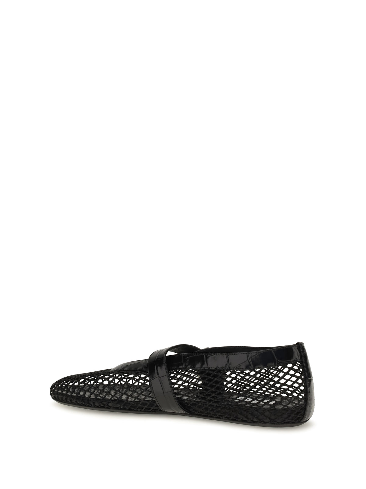 Alaïa Mesh and crocodile-print leather Ballerinas - Noir