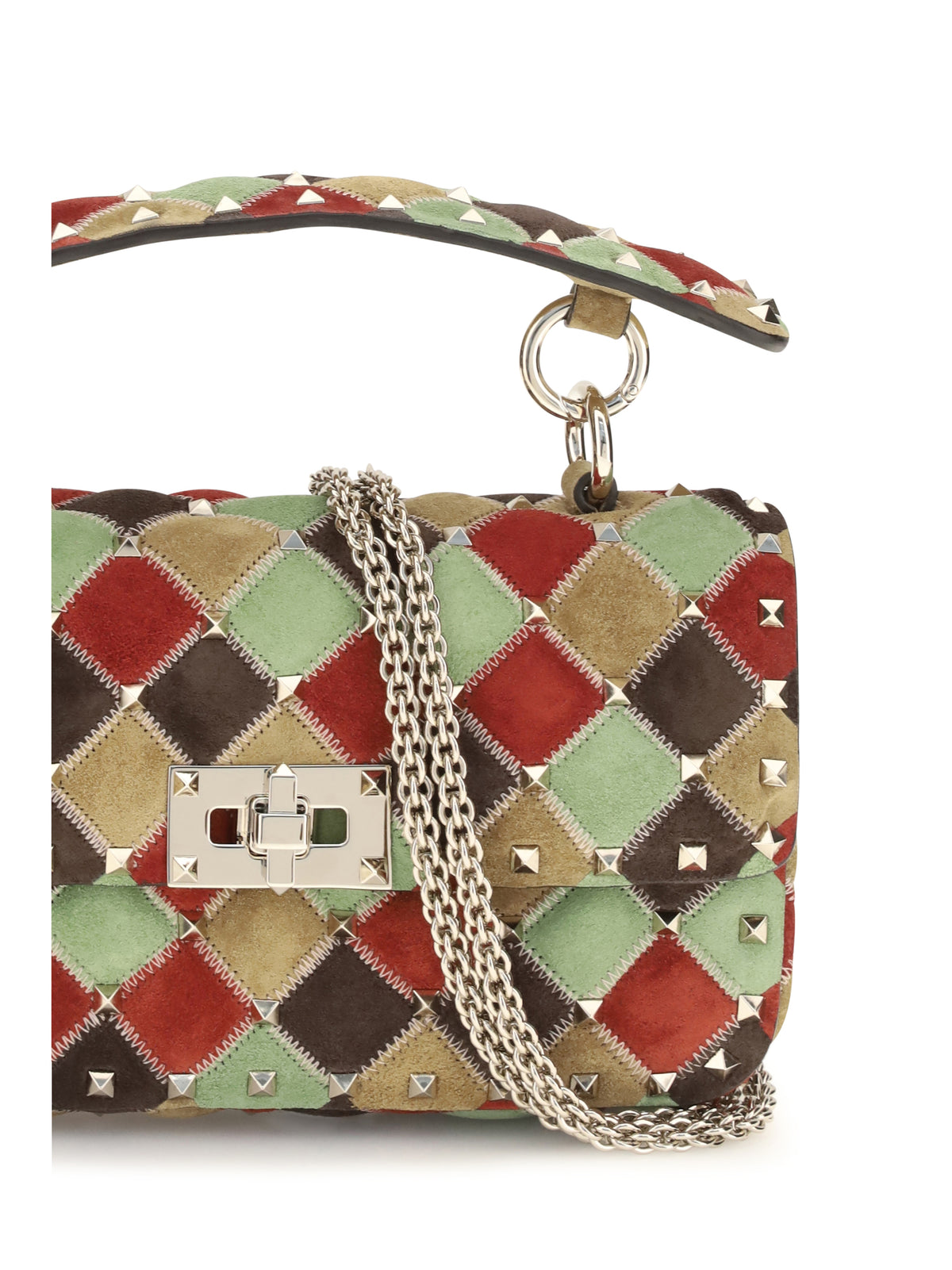 Valentino Small Rockstud Spike Shoulder Bag - Hav.Beige-E.Brown-Clear.Mint-Russet Red