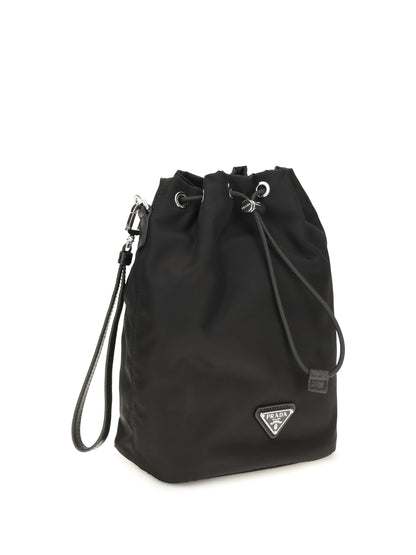 Prada Re-Nylon and Saffiano leather Bucket Bag - Black
