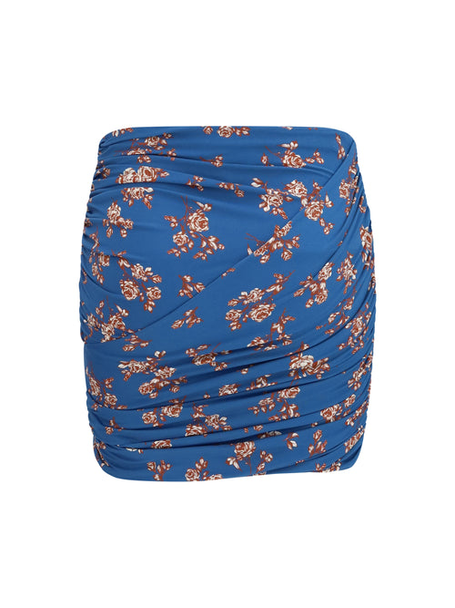 Magda Butrym Draped floral-print swim Mini Skirt - Blue
