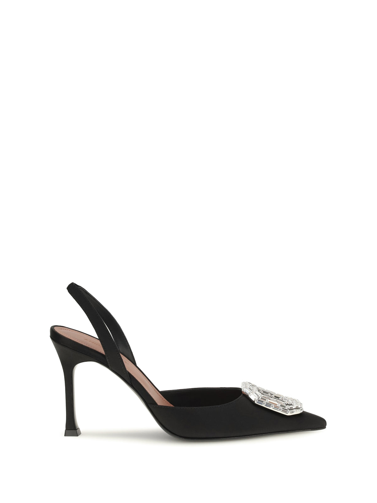 Amina Muaddi Camelia satin Slingback Pumps - Black Satin