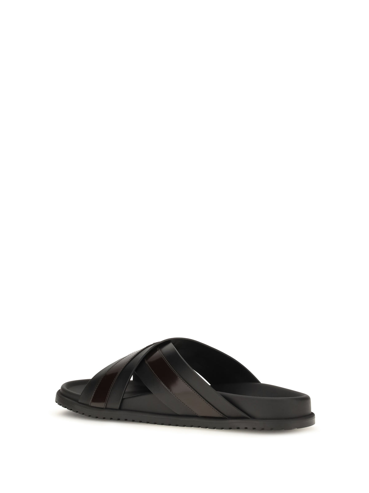 Dolce & Gabbana Smooth calf leather Slide Sandals - Black/Cacao